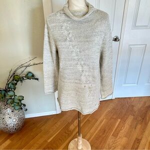 Coldwater Creek Cotton & Rabbit Hair Cream Sweater Women’s Med